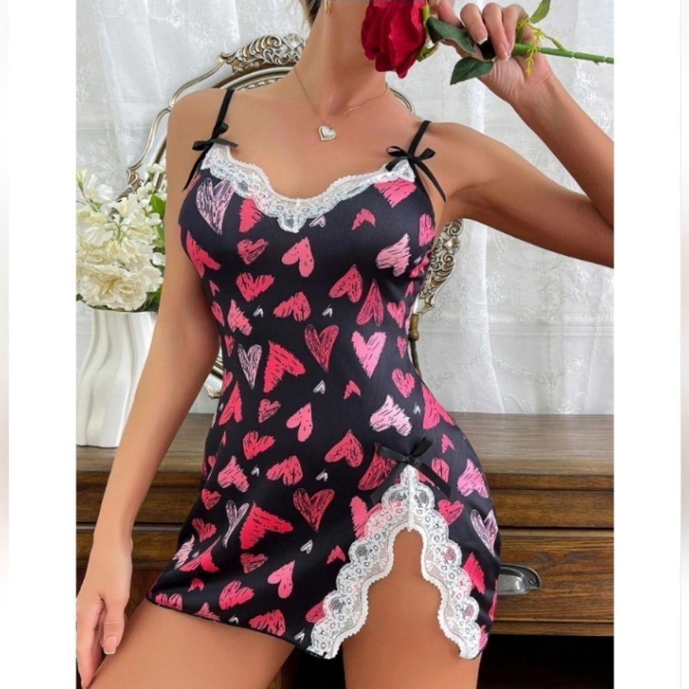 Womens Lingerie Sexy Lace Babydoll V Neck Sleepwear Nightgowns for Women Chemise